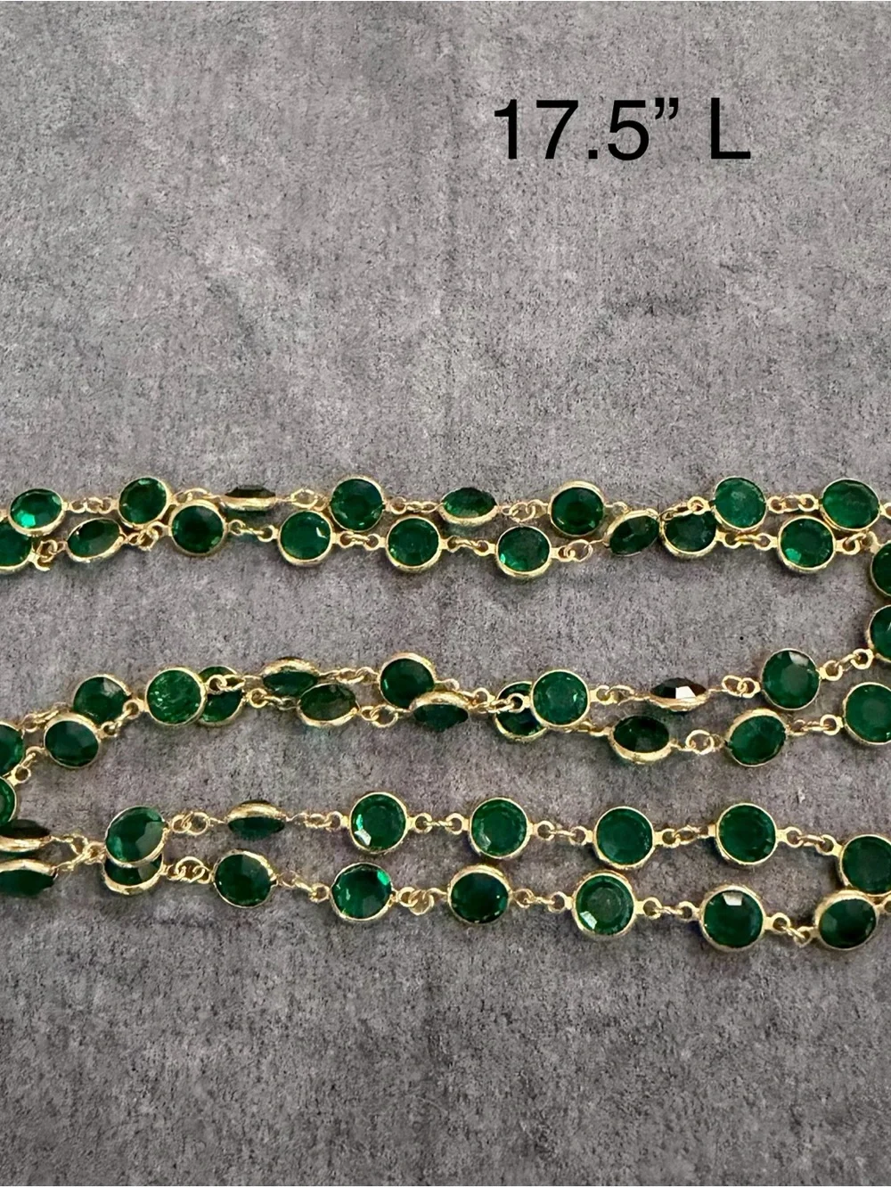 Vintage 80’s Gold Tone Green Gemstones Necklace & Earrings Set Swarovski?